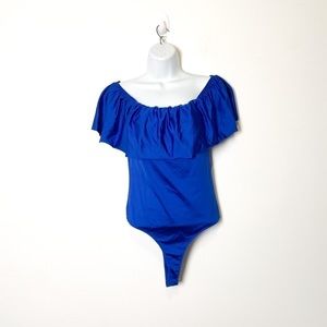 ONLY Royal Blue Ruffle Summer Bodysuit Top